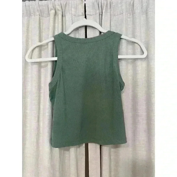 INDIGO Womans size small casual crop tank top ribbed soft green scoop neck - Picture 2 of 8